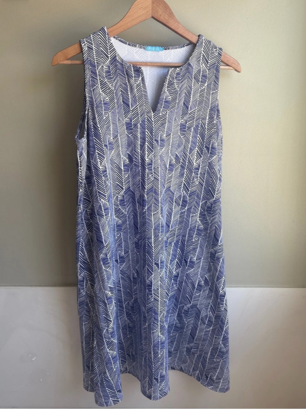 J. McLaughlin Catalina Cloth Sleeveless Dress Blue & White Print Size S